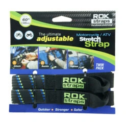 ROKSTRAPS Motorcycle Straps Black/Blue/Green 18"x60"x1"