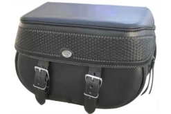 Boss Bags #34 Model Basket Weave Style W/ A Braided Lid Valence For Harley Models