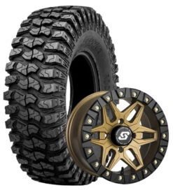 Sedona Wheel And Tire Kit For Polaris Ranger EV 4x4 [Midsize] Rock-A-Billy Tire/Split 6 Beadlock Wheel 14X7 4/156 4+3 (+5MM) Bronze (Sold Each, One Wheel And Tire Per Kit)