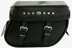 Boss Bags Close Fitting#40 Model Italian Style W/ A Braided Lid Valence For Softail Models